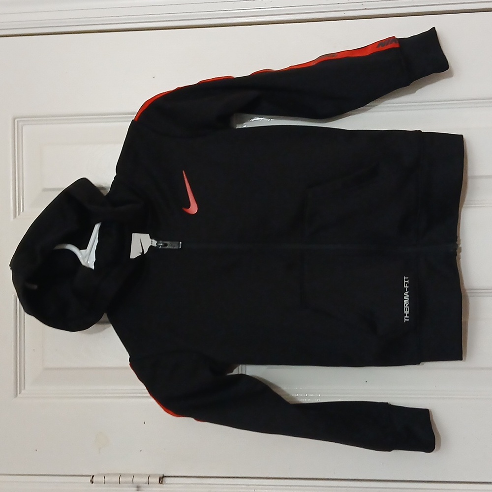 Nike Therma-Fit Red & Black Kids Hoodie With Logo